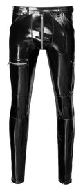 Black Level Vinyl broek glanzend met metalen details - Zwart