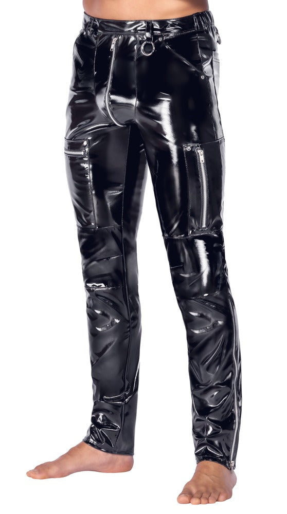 Black Level Vinyl broek glanzend met metalen details - Zwart - Black Level - SKU: 28905851701