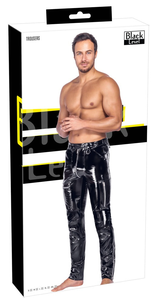 Black Level vinyl broek met studs - Zwart - Black Level - SKU: 28905851701