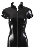 Late X Latex overhemd getailleerd met ritssluiting - Zwart