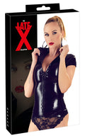 Late X Latex overhemd getailleerd met ritssluiting - Zwart