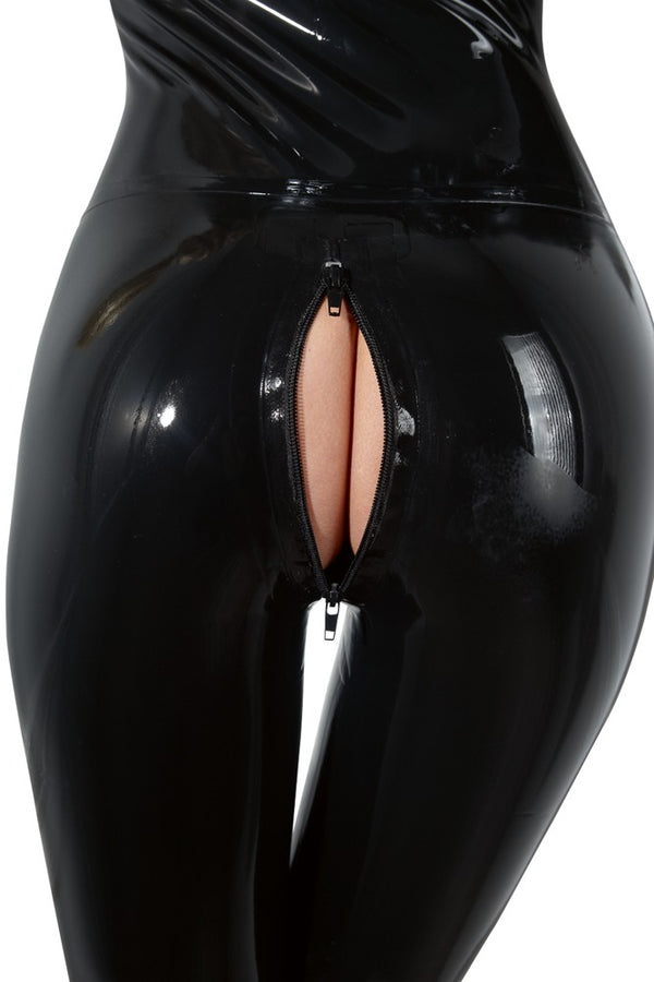 Late X Latex catsuit met twee ritsen - Zwart - Late X - SKU: 29000681011