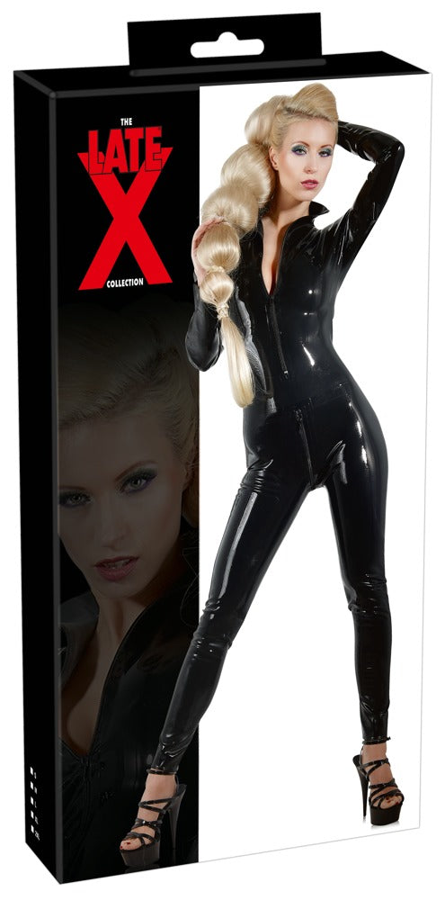Late X Latex catsuit met twee ritsen - Zwart - Late X - SKU: 29000681011
