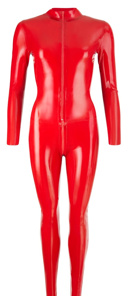 Late X latex catsuit met lange rits - Rood - Late X - SKU: 29000683011