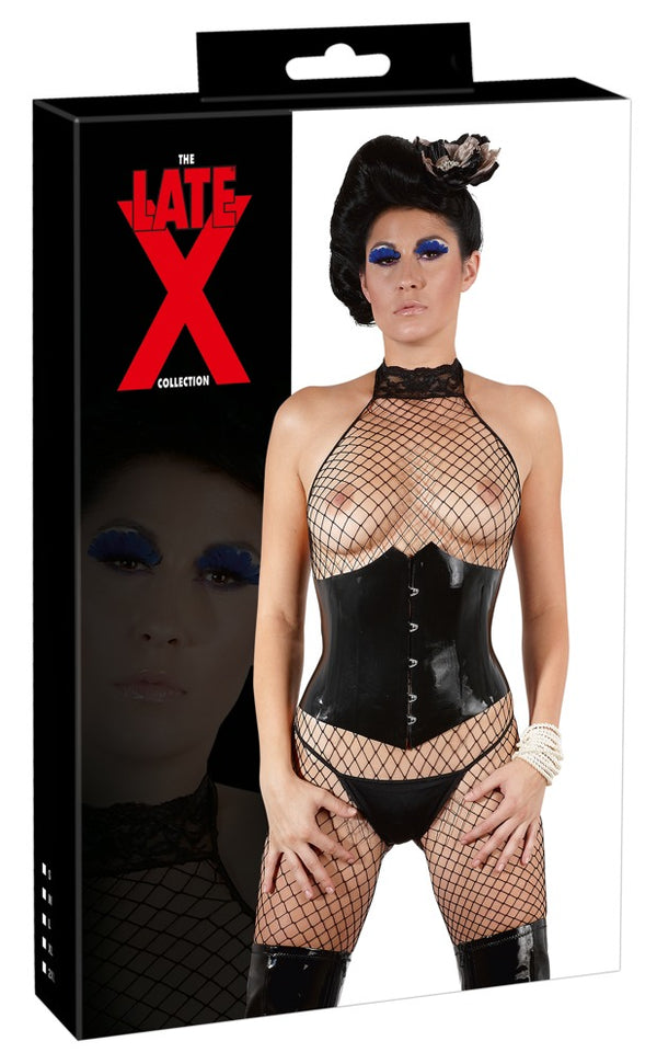 Late X Latex waist cincher met botjes - Zwart - Late X - SKU: 29000761021
