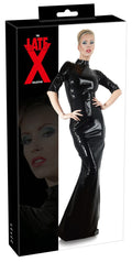 Late X Latex jurk getailleerd met openbare rits - Zwart