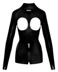 Late X Body latex met open cups en ritssluiting - Zwart
