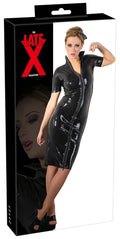 Late X Latex jurk met 2-weg ritssluiting - Zwart