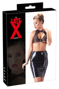 Late X smalle latex rok - Zwart