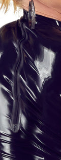 Late X latex jurk met kraag - Zwart