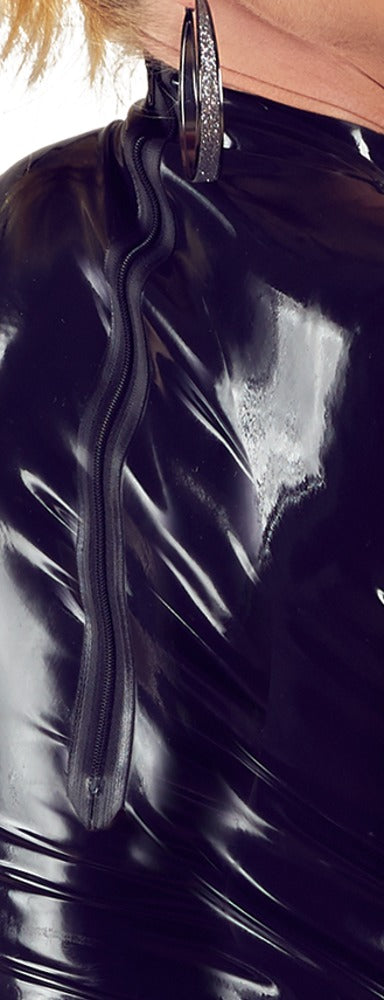 Late X latex jurk met kraag - Zwart - Late X - SKU: 29012771021