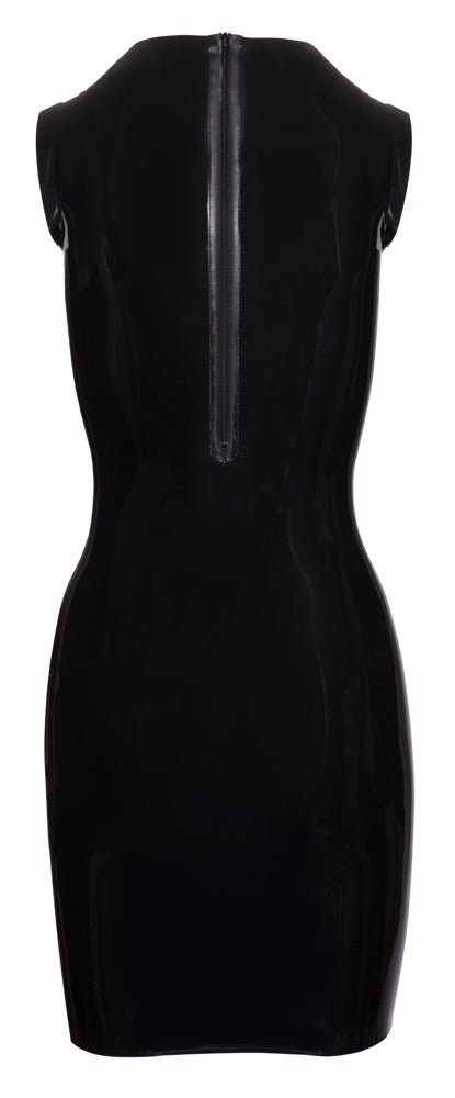 Late X latex jurk met kraag - Zwart