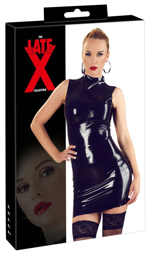 Late X latex jurk met kraag - Zwart - Late X - SKU: 29012771021