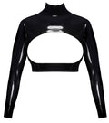 Late X latex crop top met open cup - Zwart