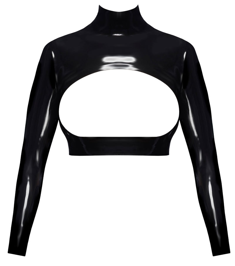 Late X latex crop top met open cup - Zwart