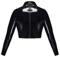 Late X latex crop top met open cup - Zwart