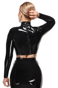 Late X latex crop top met open cup - Zwart