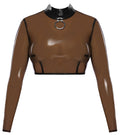 Late X Transparant latex crop top met ring - Transparant