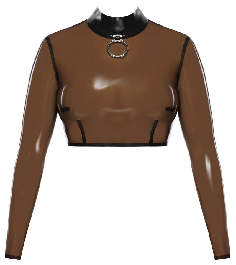 Late X Transparant latex crop top met ring - Transparant