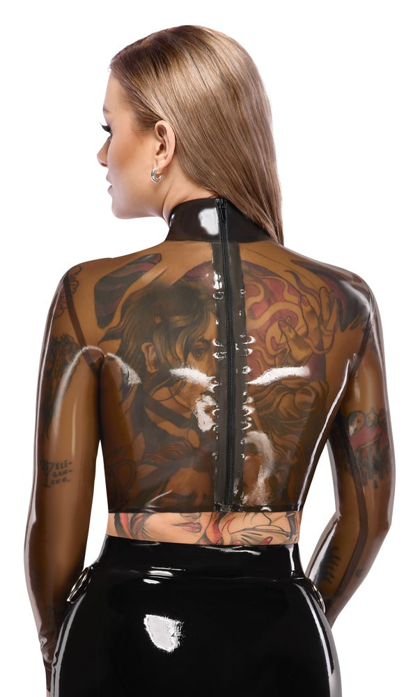 Late X Transparant latex crop top met ring - Transparant