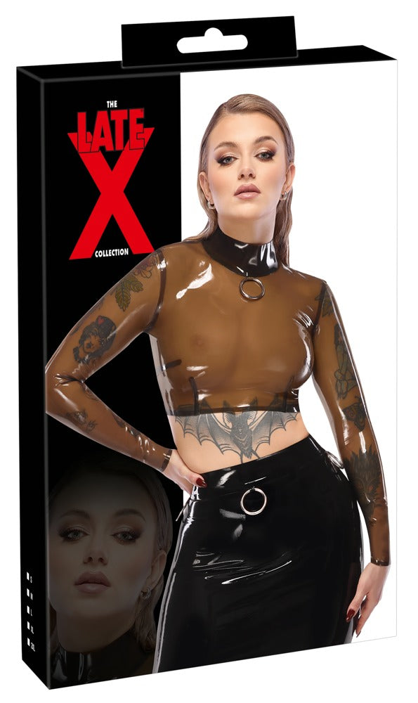 Late X Transparant latex crop top met ring - Transparant