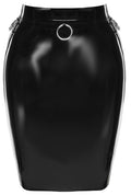 Late X Latex rok met metalen ringen - Zwart