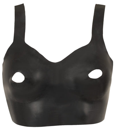 Late X latex top met tepeluitsparingen - Zwart