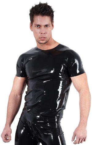 Late X latex overhemd korte mouwen - Zwart