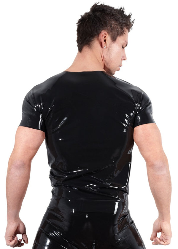 Late X latex overhemd korte mouwen - Zwart - Late X - SKU: 29100201701