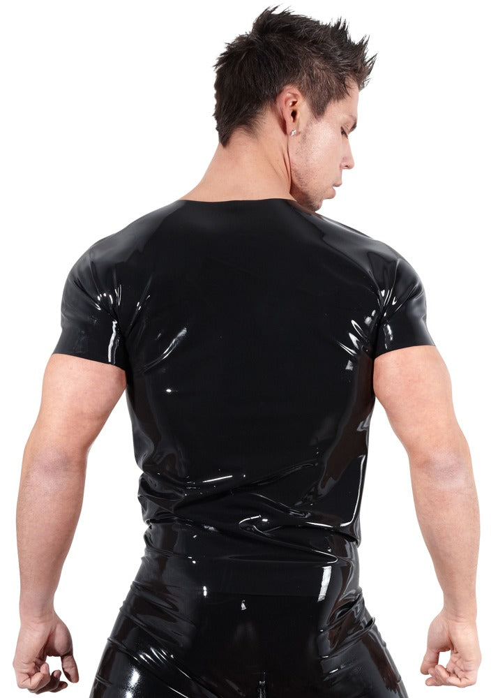 Late X latex overhemd korte mouwen - Zwart