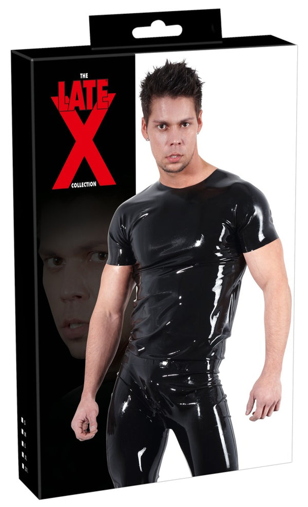 Late X latex overhemd korte mouwen - Zwart - Late X - SKU: 29100201701