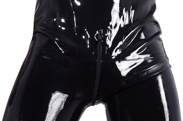 Late X Jumpsuit latex met open kruis - Zwart - Late X - SKU: 29103061701