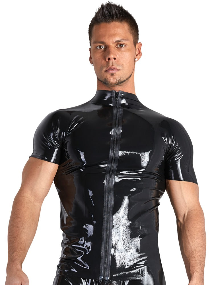 Late X huidstrak shirt met kraag - Zwart