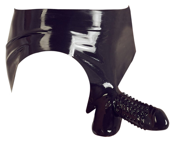 Late X Slip met latex sleeve en textuur - Zwart - Late X - SKU: 29104201701