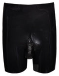 Late X Latex boxer met pik/bal sleeve en anaal condoom - Zwart