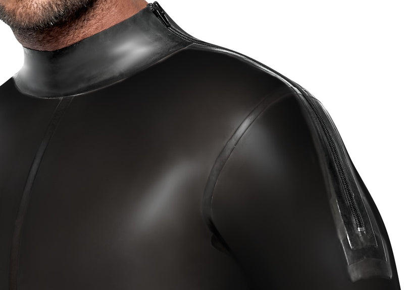 Late X Jumpsuit latex met ritsen - Zwart