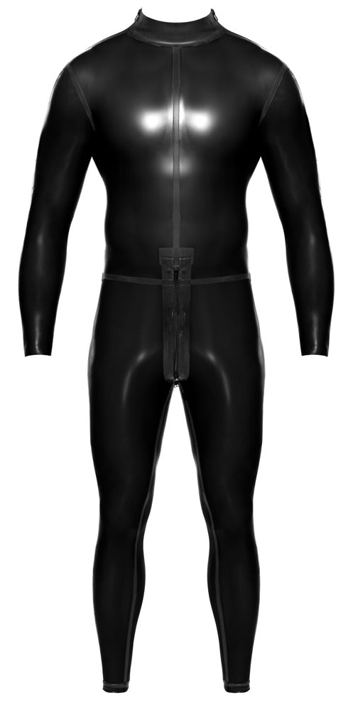 Late X Jumpsuit latex met ritsen - Zwart - Late X - SKU: 29104545701