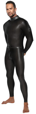 Late X Jumpsuit latex met ritsen - Zwart