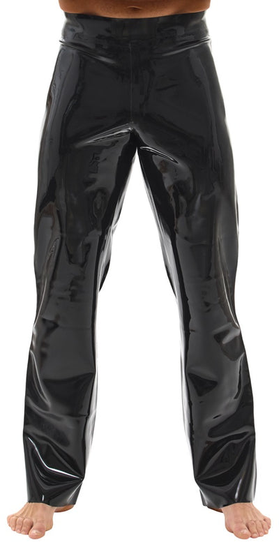Late X latex broek met rode strepen - Zwart