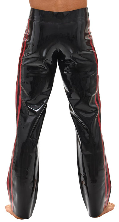 Late X latex broek met rode strepen - Zwart