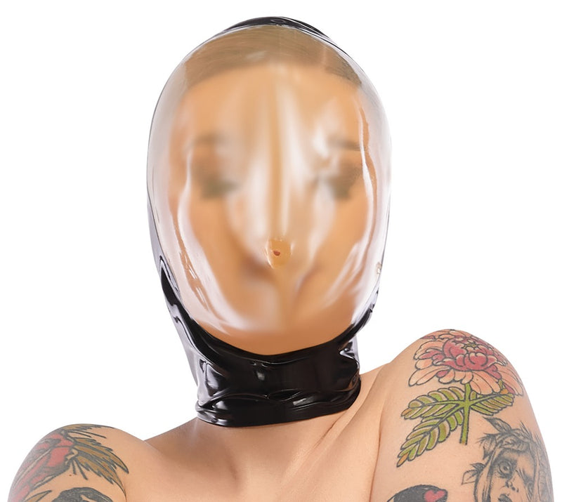 Late X Vacuümmasker latex met ademgat - Zwart