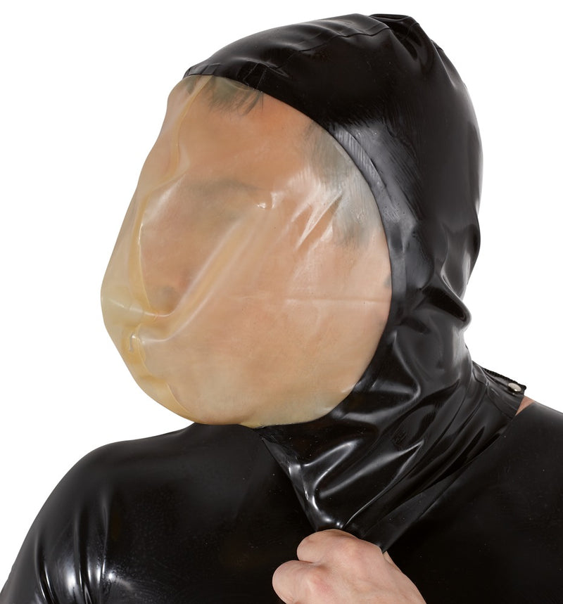 Late X Vacuümmasker latex met ademgat - Zwart