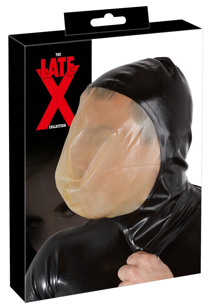 Late X Vacuümmasker latex met ademgat - Zwart