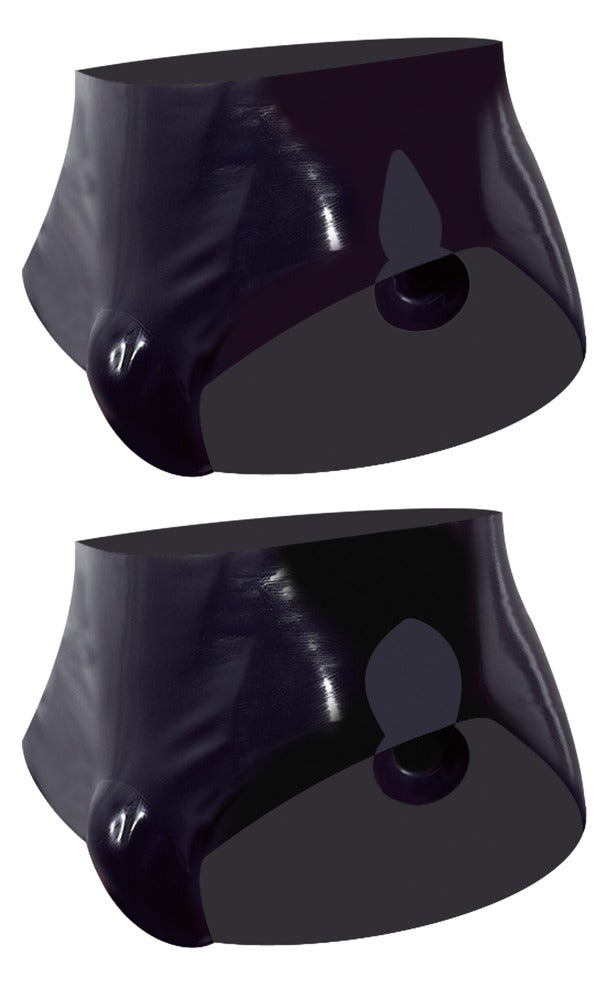Late X opblaasbare slip met anal plug - Zwart