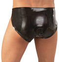 Late X Slip met ingebouwde anale dildo - Zwart