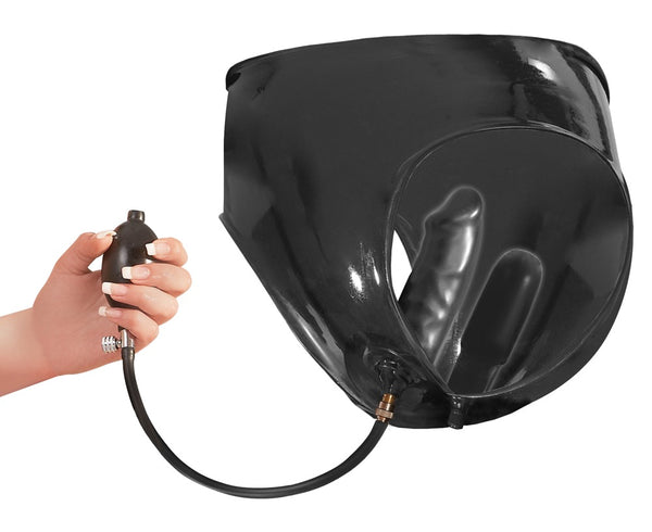 Late X Slip met 2 opblaasbare dildo's - Zwart - Late X - SKU: 29502861021