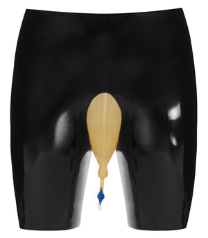 Late X Latex boxer met urinezak en aflaatventiel - Zwart