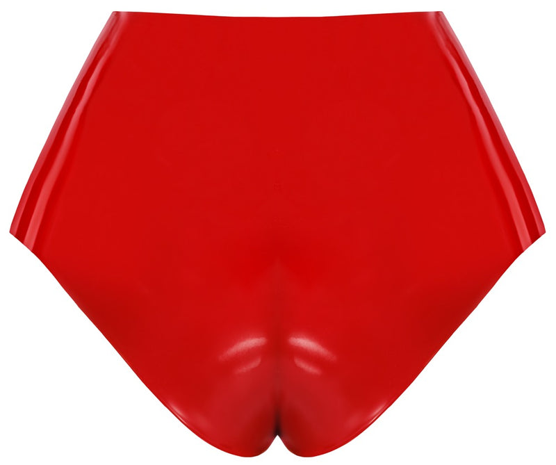 Late X latex slip met externe dildo - Rood