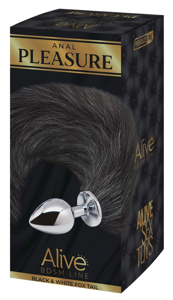 Alive Black & White Fox Tail plug - Zwart - Alive - SKU: 50031990000