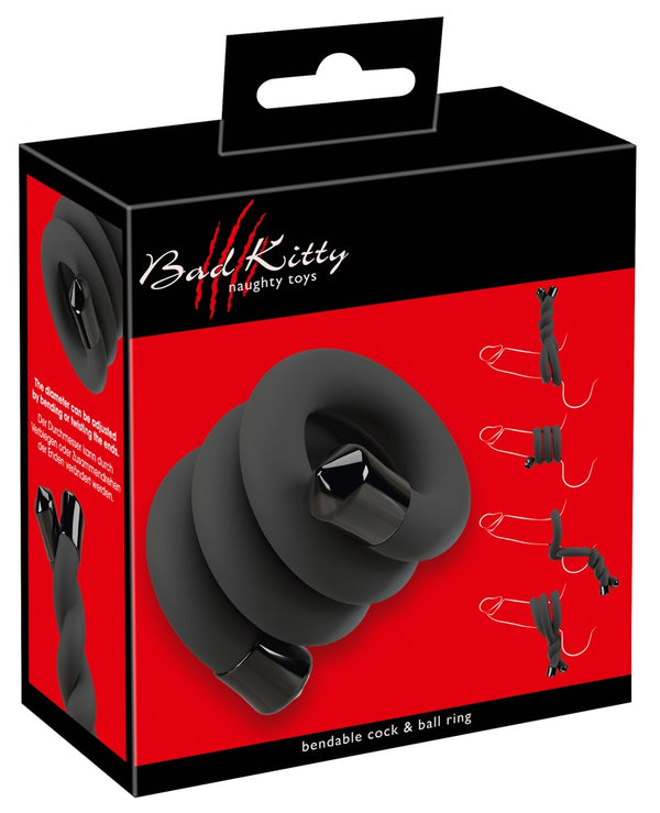 Bad Kitty buigbare cock & ball ring - Zwart - Bad Kitty - SKU: 50033500000